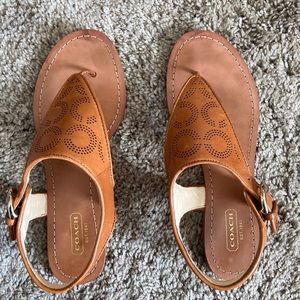 Authentic Coach leather signature flat sandal